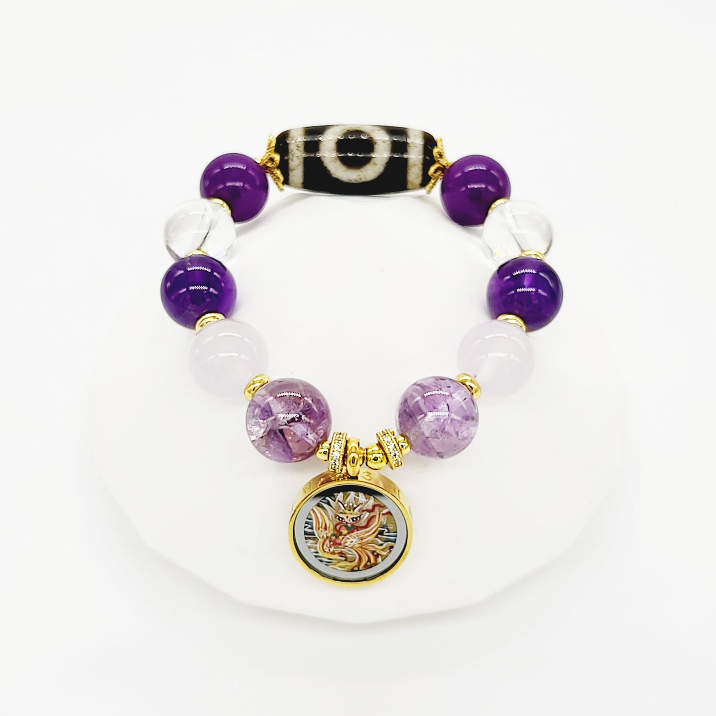 Fox Deity Thang-ka with Heaven & Earth Dzi