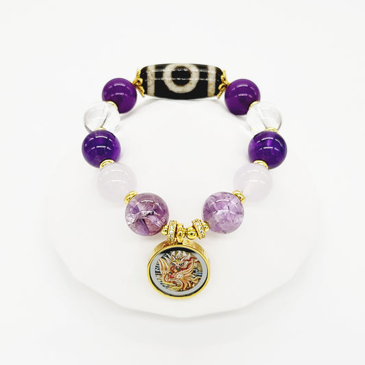 Fox Deity Thang-ka with Heaven & Earth Dzi