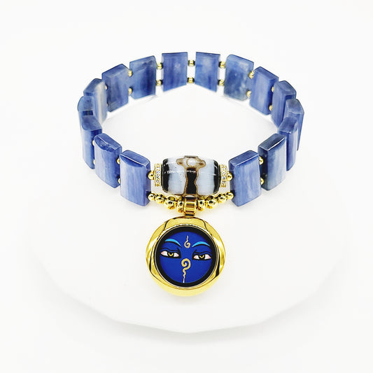 Medicine Buddha Thang-ka with 3 Eye Mandala Dzi