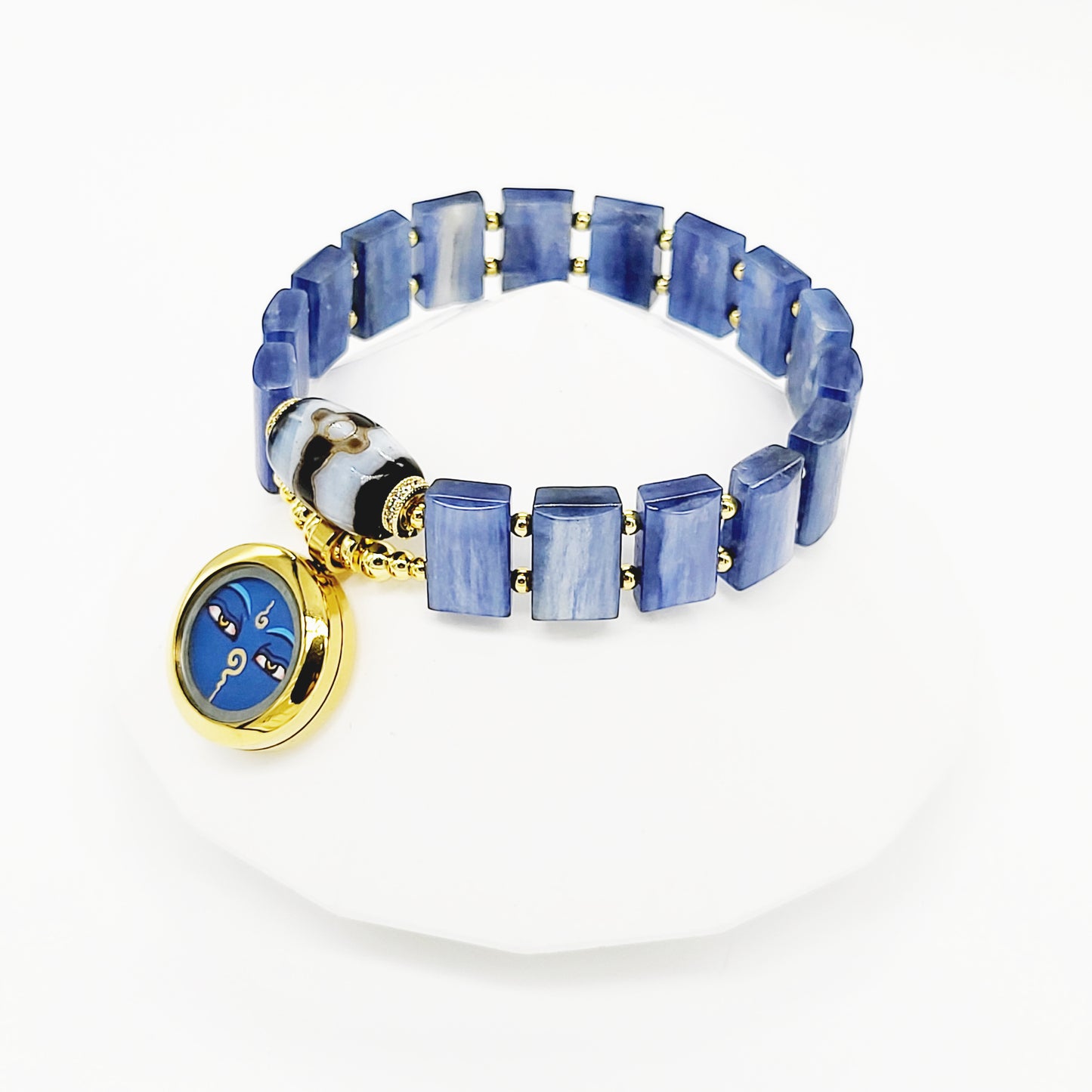 Medicine Buddha Thang-ka with 3 Eye Mandala Dzi