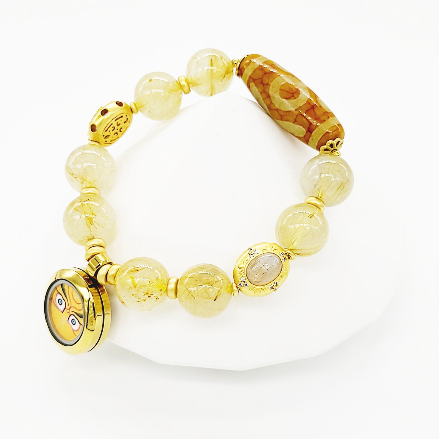 Yellow Jambhala Thang-ka with Benefactor Dzi