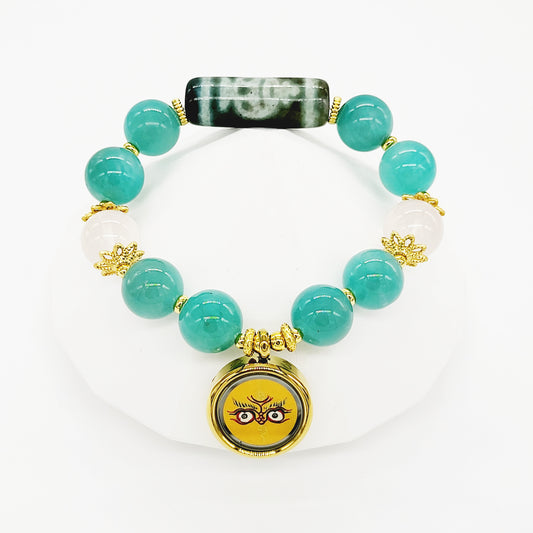 Yellow Jambhala Thang-ka with Treasure Vase Dzi