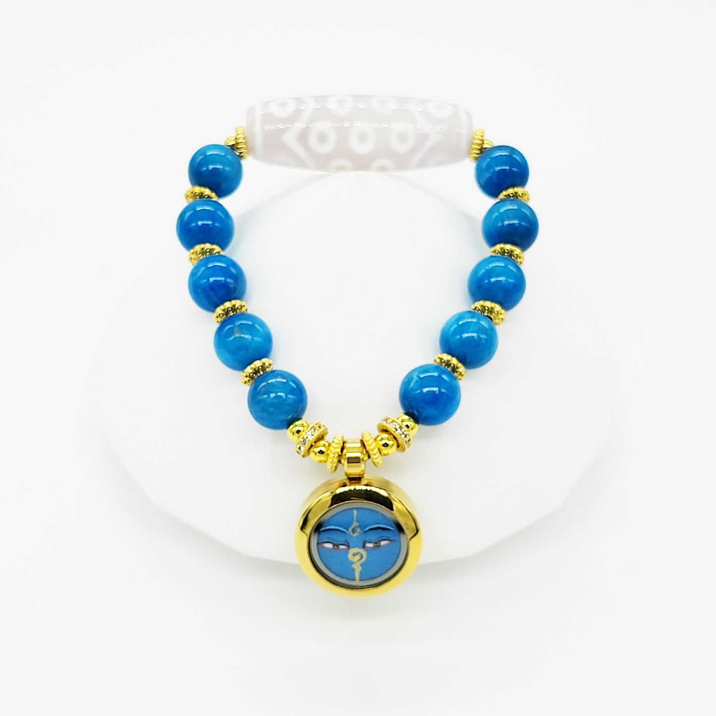 Medicine Buddha Thang-Ka with 21 Eye Dzi