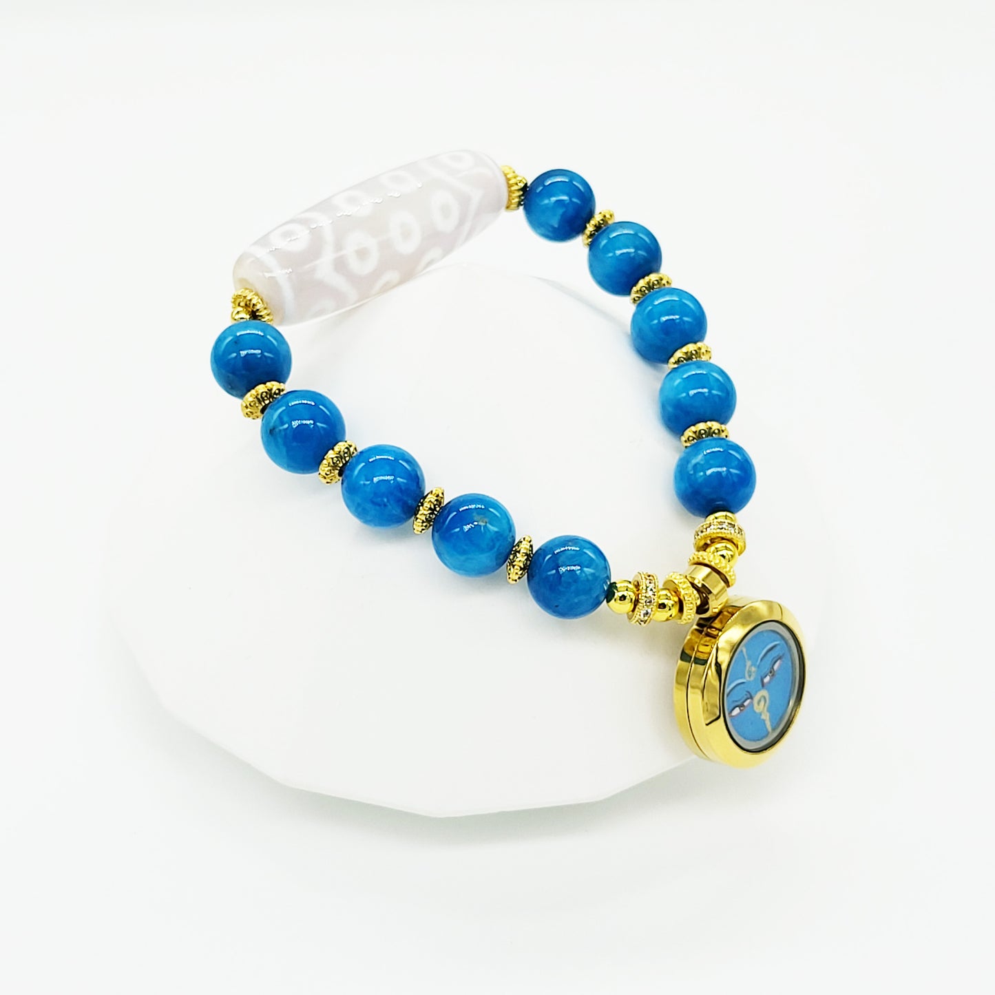 Medicine Buddha Thang-Ka with 21 Eye Dzi