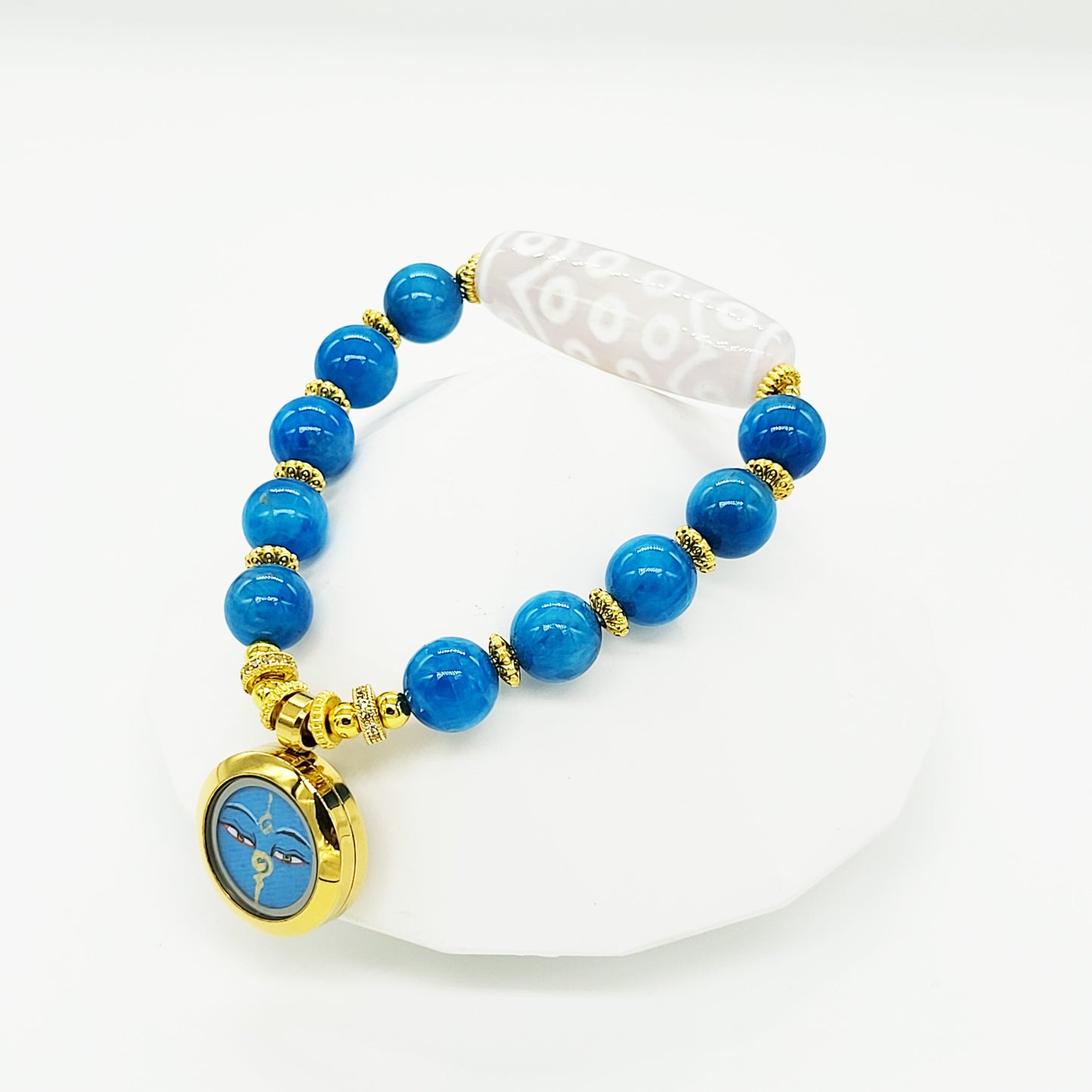 Medicine Buddha Thang-Ka with 21 Eye Dzi