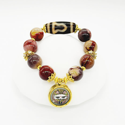 Fox Deity Thang-Ka with Cinnabar 1 Eye Mountain Dzi