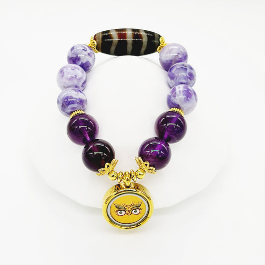 Yellow Jambhala Thang-ka with Fortune Wave Dzi