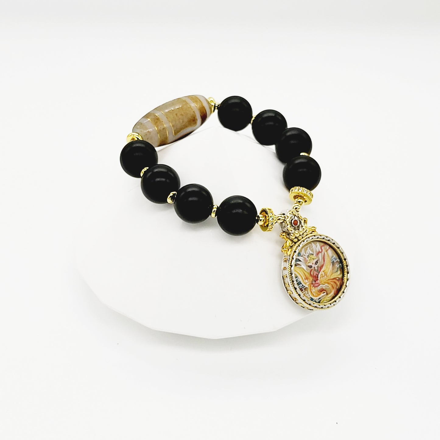 Fox Deity Thang-ka with Heaven & Earth Dzi