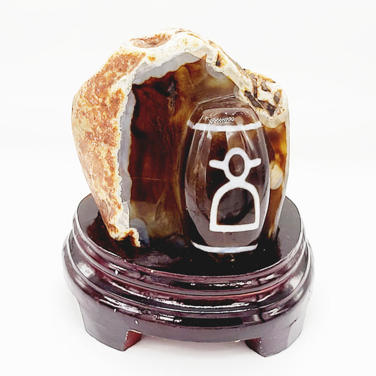 God of Wealth Dzi Display with Stand